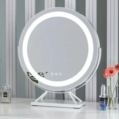 Portable Rechargeable LED Vanity Mirror - 50cm Round White