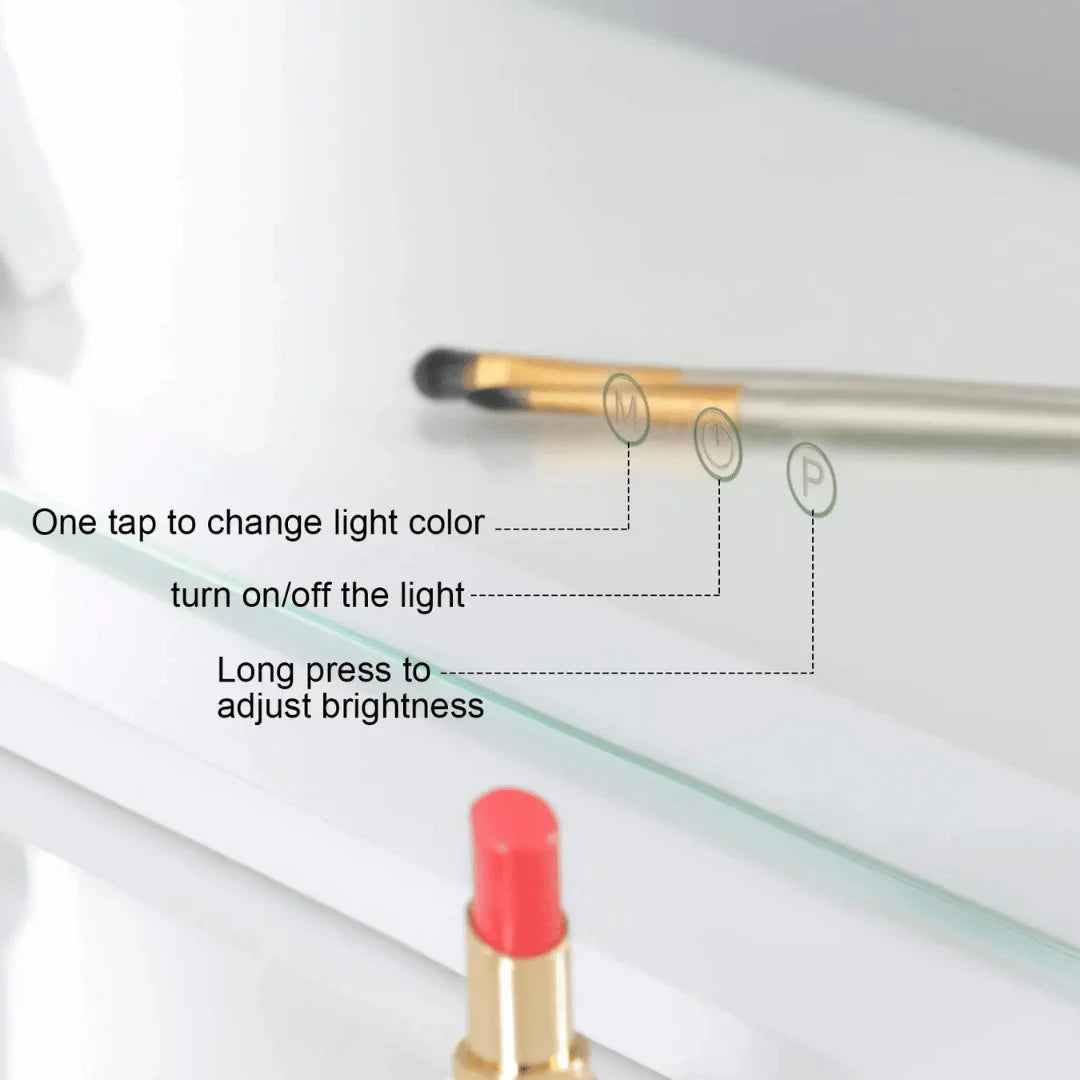 Portable Rechargeable LED Vanity Mirror - 50cm Round Black