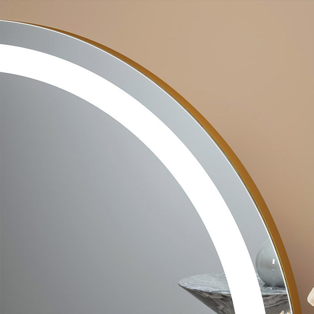 White Round Vanity Mirror - 60cm LED Light with 3 Color Modes, 360° Rotation