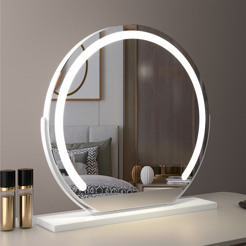 White Round Vanity Mirror - 60cm LED Light with 3 Color Modes, 360° Rotation