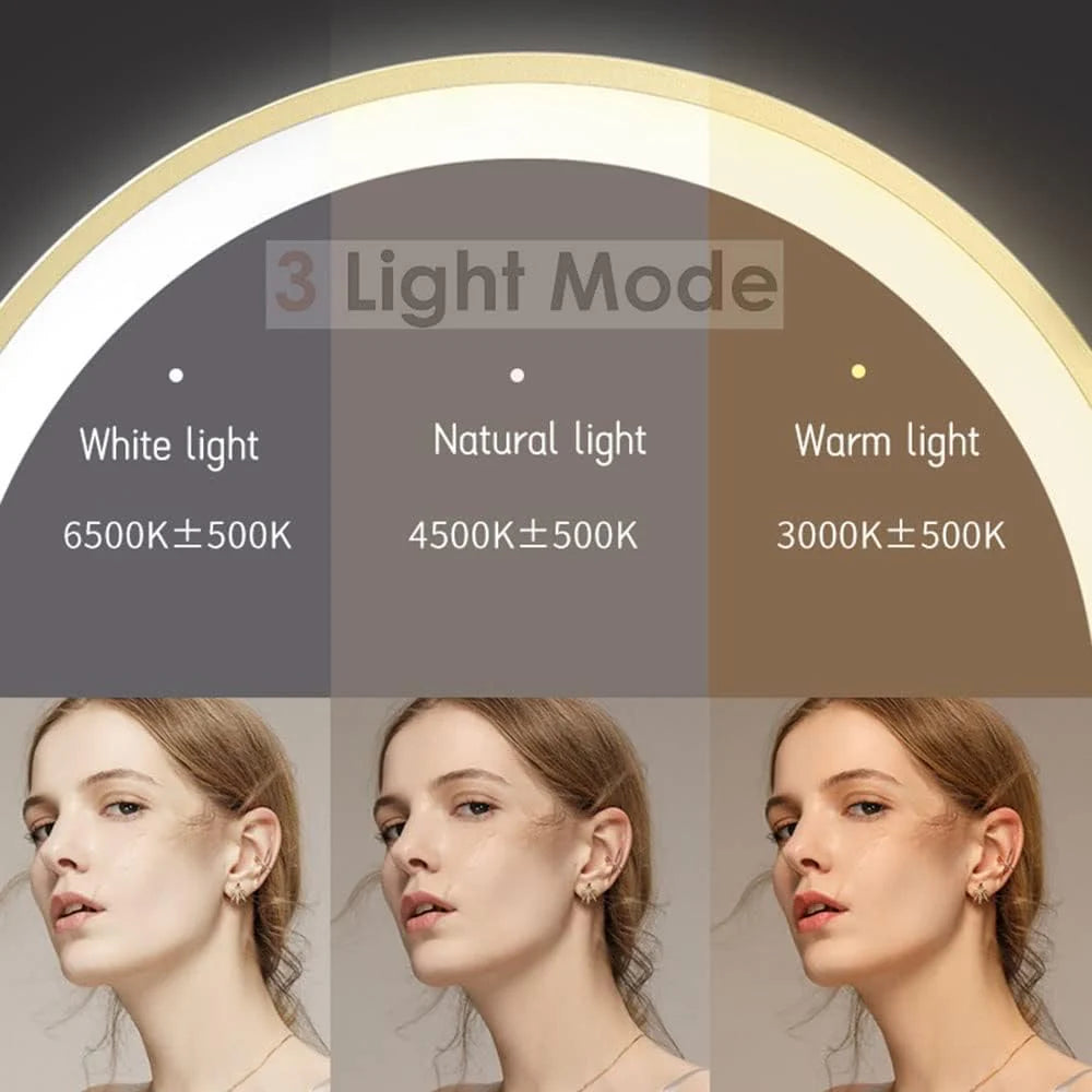 Portable Rechargeable LED Vanity Mirror - 50cm Round White