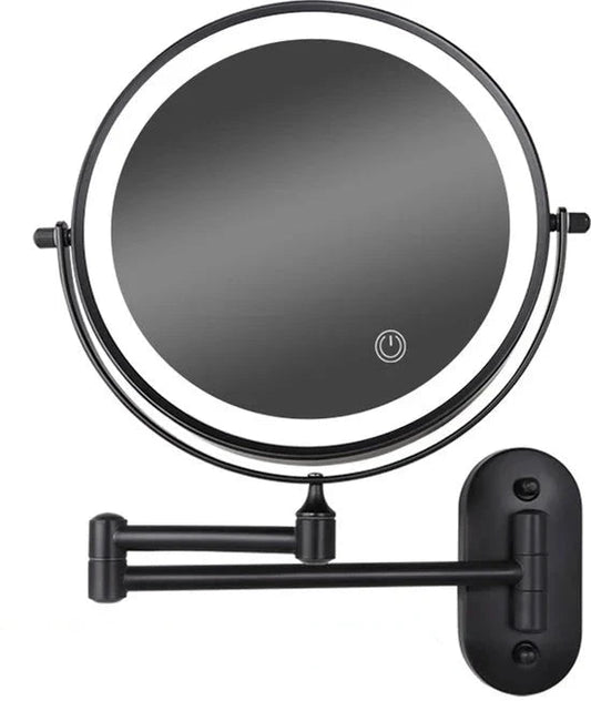 Battery-Powered Makeup Mirror - Black - 1-5x Magnification