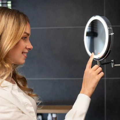 Rechargeable Makeup Mirror - Chrome Finish - 1-10x Magnification