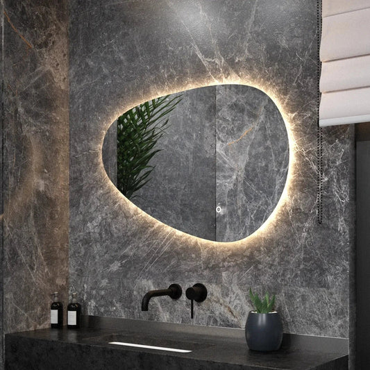 Asymmetrical Frameless Bathroom Mirror - 90x60cm