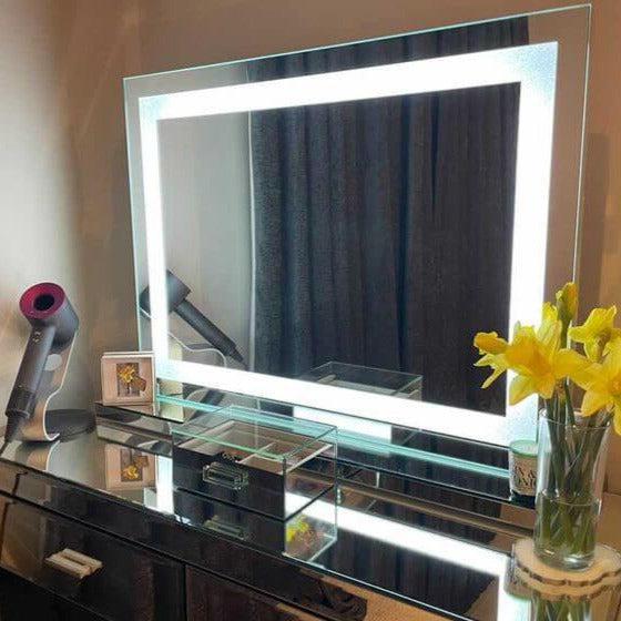 Wall-Mounted LED Vanity Mirror 80x60cm with Adjustable Lighting