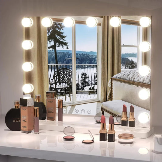 Large Vanity Mirror with Adjustable Dimmable LED Lighting - 58x46cm