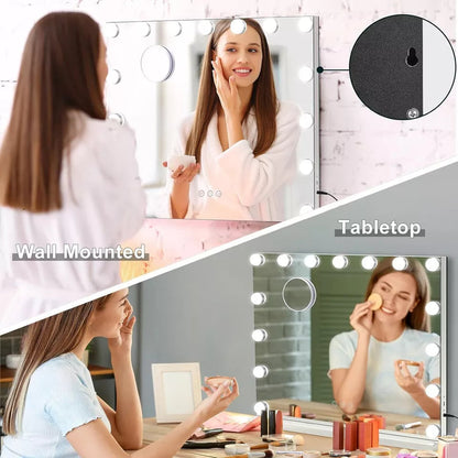 Large Vanity Mirror with Adjustable Dimmable LED Lighting - 58x46cm
